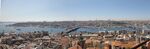 This collage shows a view from Galata tower to the seven hills of the İstanbul. Seven hills mean the historic peninsula that contribute to the İstanbul silhoutte with its landscape.