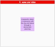 Step three: Out of the sub-goals chosen, the overall vision was formed. In each word of this overall vision, we find an aspect of the sub-goals that we need to work on.