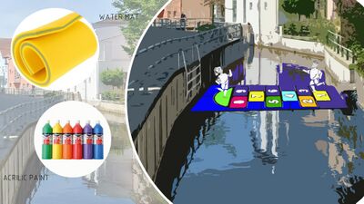 provide all the materials to the society for painting the mat, which will create a connection with the river already at this stage