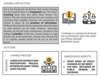 caption: Reflections: Overall conclusion of the proposed process, relating to main theory from readings and final message.