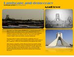 The Azadi Tower (Borje Āzādi; "Freedom Tower"), formerly known as the Shahyad Tower (برج شهیاد Borje Ŝahyād; "Shah's Memorial Tower"), is a monument located at Azadi Square, in Tehran, Iran. It is one of the landmarks of Tehran, marking the west entrance to the city, and is part of the Azadi Cultural Complex, which also includes a museum underground. The tower is about 45 metres (148 ft) tall and is completely clad in cut marble.[1][2] It was commissioned by Mohammad Reza Pahlavi, the last Shah of Iran, to mark the 2,500th year of the foundation of the Imperial State of Iran